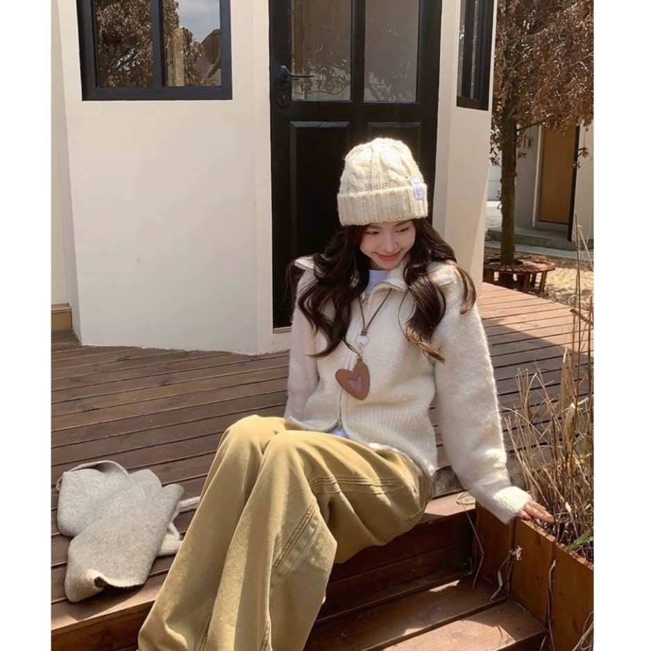 bunny_stall 繆斯之語🤍雙拉鏈翻領設計厚實款針織外套/3Colors-細節圖3