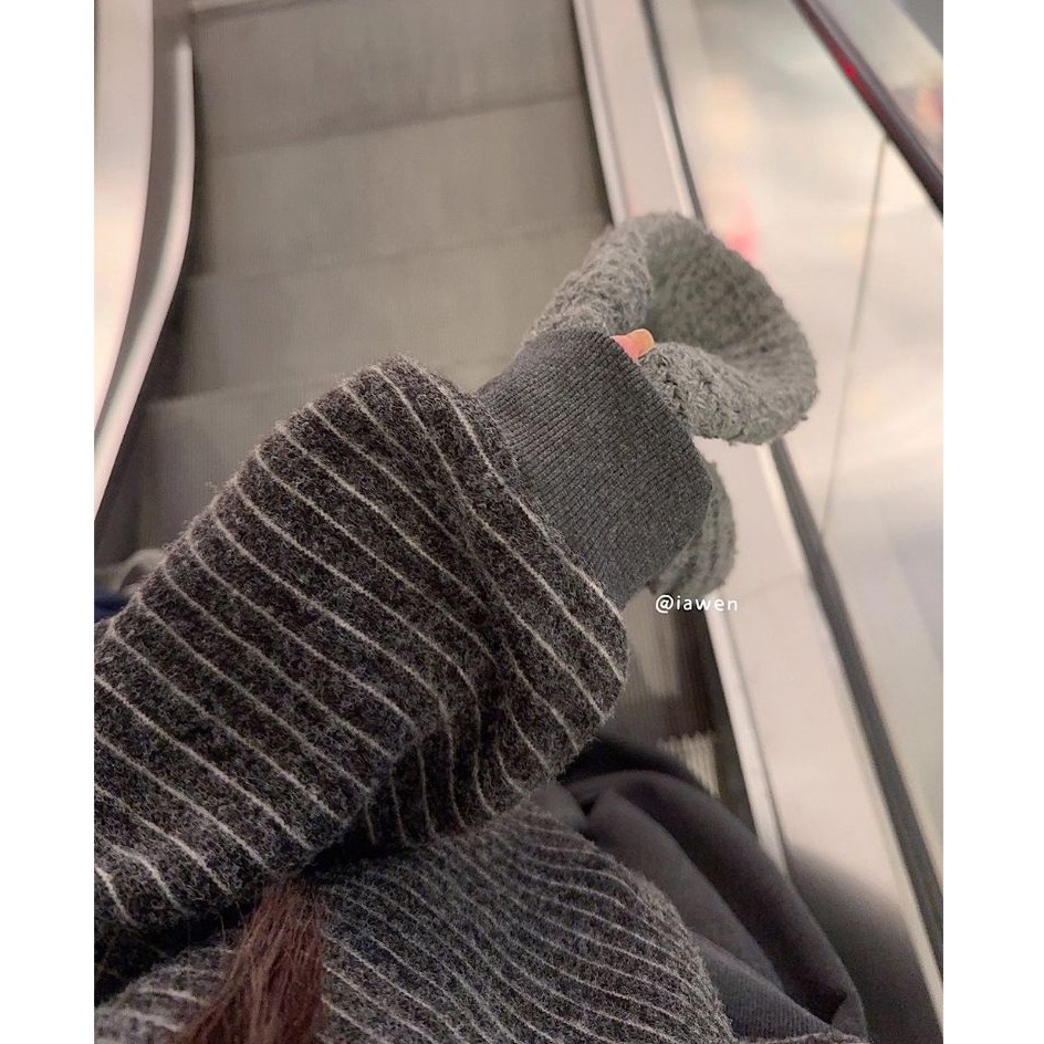 bunny_stall 休閒慵懶的經典條紋厚實款圓領衛衣/大學T/S-L-細節圖4