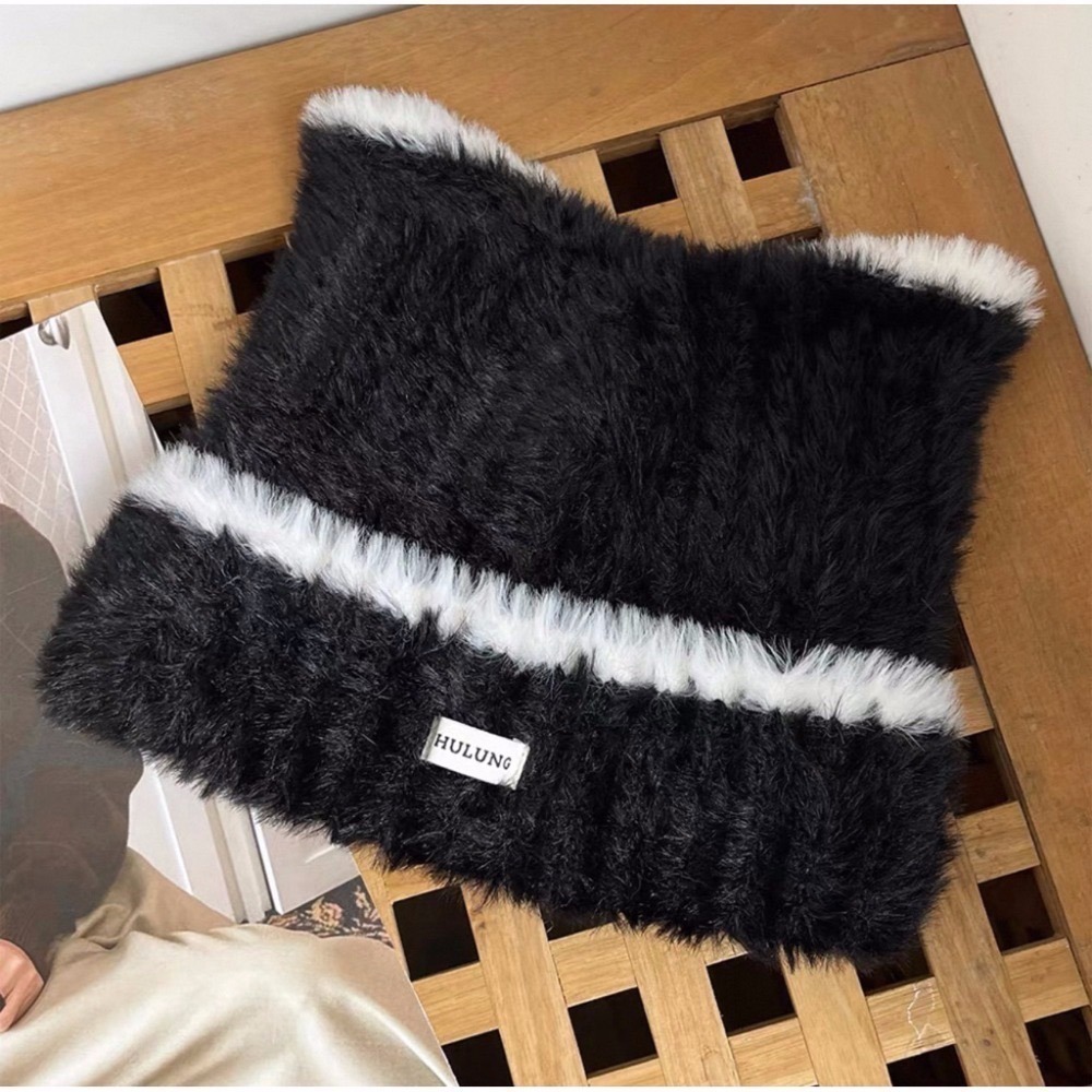 bunny_stall (現貨)🤎今年秋冬必收的毛絨貓耳朵撞色針織帽/4Colors-規格圖8