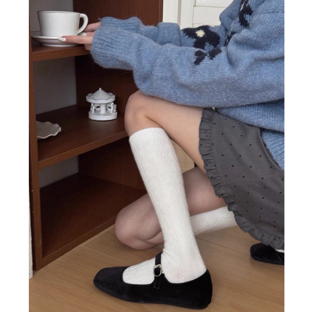 bunny_stall 秋冬加厚保暖款🤎復古麻花中筒襪、小腿襪/5Colors-細節圖5