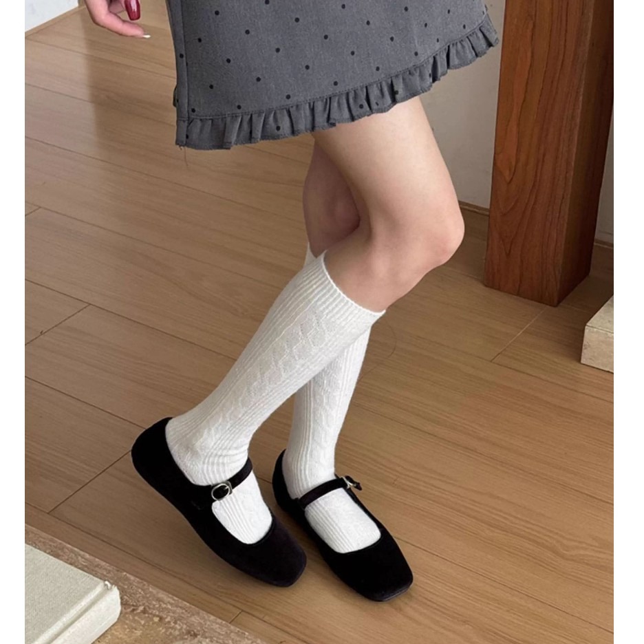 bunny_stall 秋冬加厚保暖款🤎復古麻花中筒襪、小腿襪/5Colors-細節圖6