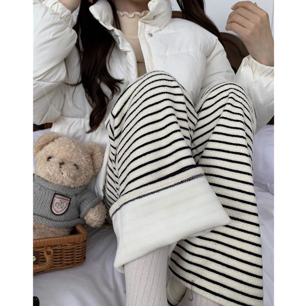 bunny_stall 高CP質🌟一周穿七天的垂墜感鬆緊腰條紋休閒長褲/S-L-細節圖2