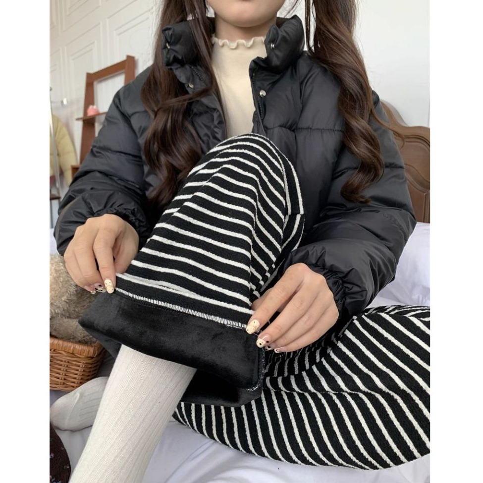 bunny_stall 高CP質🌟一周穿七天的垂墜感鬆緊腰條紋休閒長褲/S-L-細節圖7