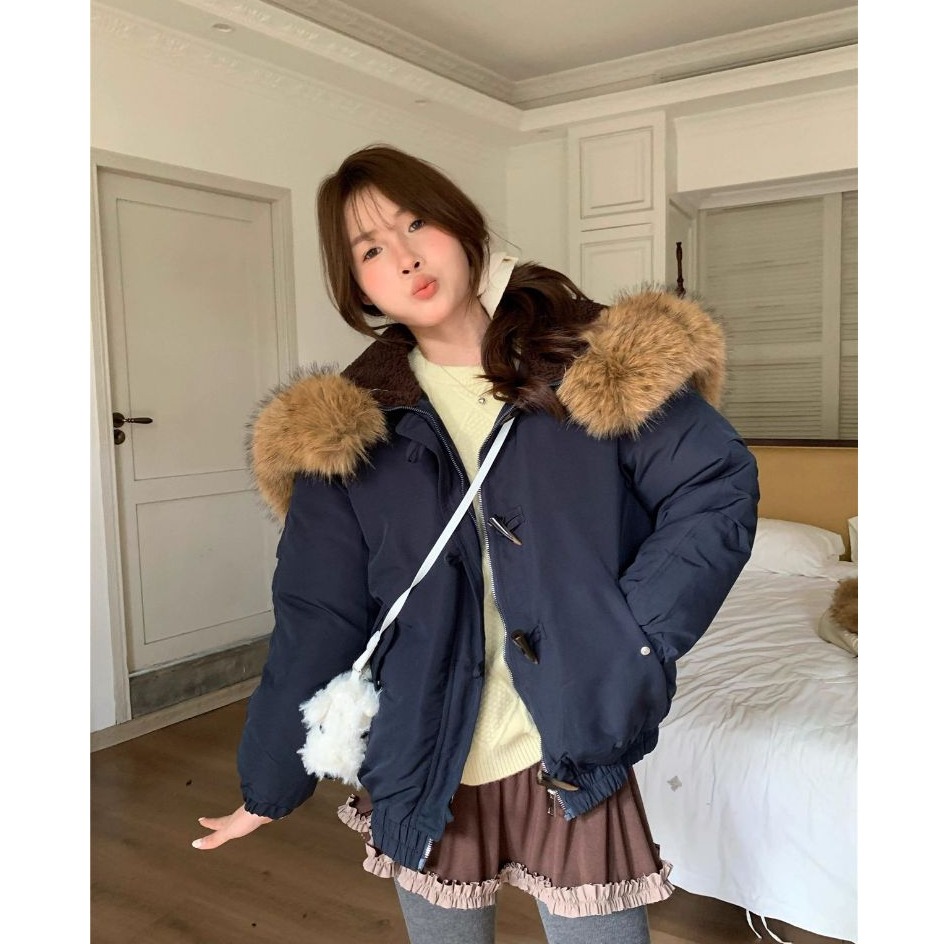 bunny_stall 細節滿分💗讓妳暖呼呼的牛角扣鋪棉連帽外套/3Colors/S-L-細節圖5