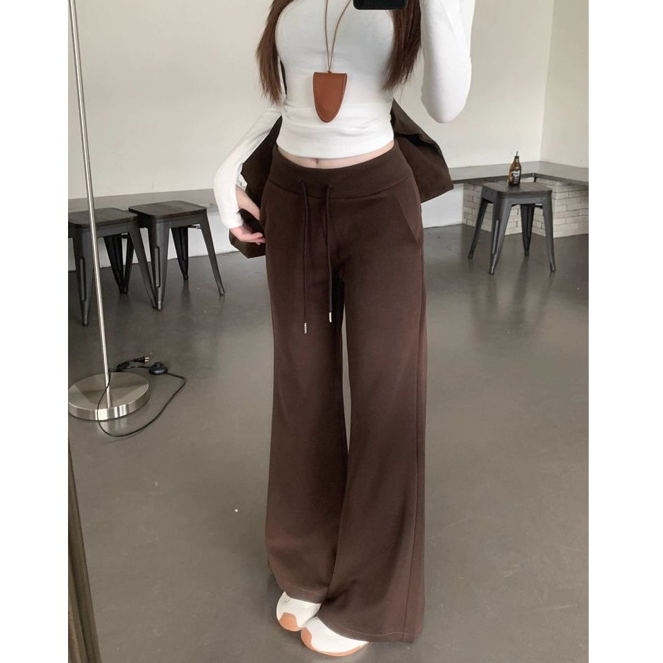 bunny_stall 怎麼穿怎麼瘦的抽繩設計鬆緊腰直筒休閒長褲/S-XL-細節圖2