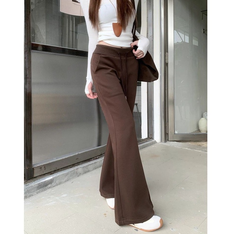 bunny_stall 怎麼穿怎麼瘦的抽繩設計鬆緊腰直筒休閒長褲/S-XL-細節圖3