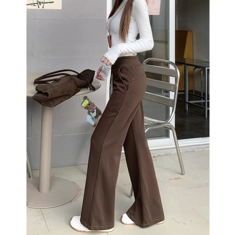 bunny_stall 怎麼穿怎麼瘦的抽繩設計鬆緊腰直筒休閒長褲/S-XL-細節圖4