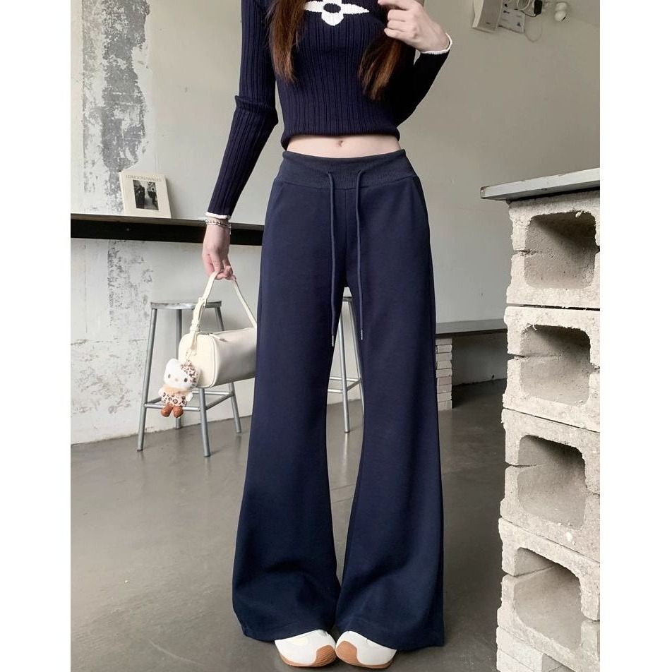 bunny_stall 怎麼穿怎麼瘦的抽繩設計鬆緊腰直筒休閒長褲/S-XL-細節圖7