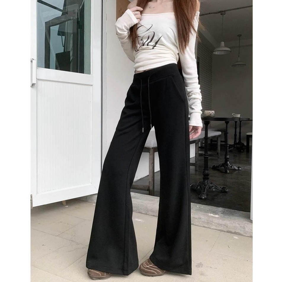 bunny_stall 怎麼穿怎麼瘦的抽繩設計鬆緊腰直筒休閒長褲/S-XL-規格圖9