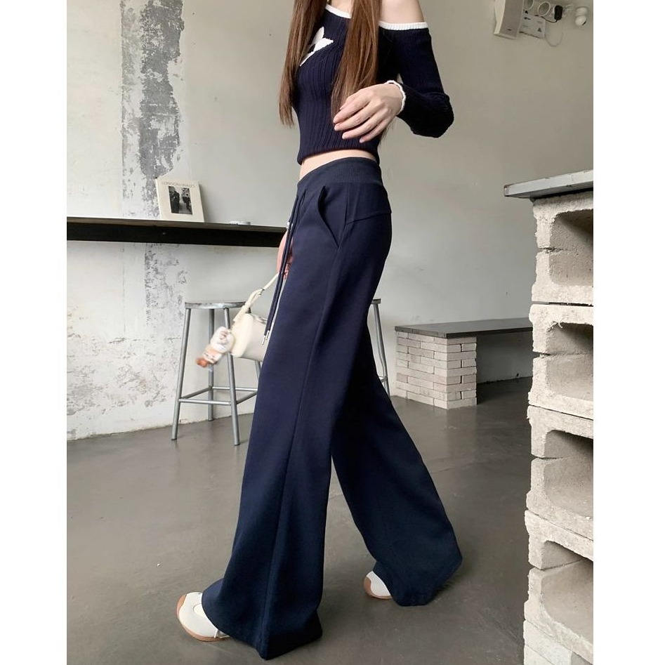 bunny_stall 怎麼穿怎麼瘦的抽繩設計鬆緊腰直筒休閒長褲/S-XL-規格圖9