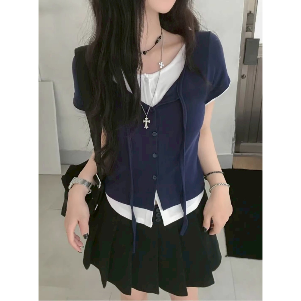 bunny_stall 我的日常穿搭🩶修身顯瘦的極簡風假兩件式針織衫/S-L-細節圖8