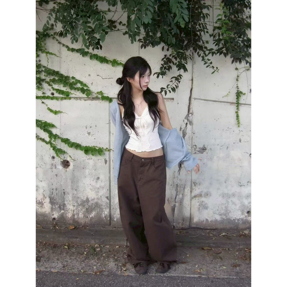 bunny_stall 🩵Soft Muse奶油白細緻蕾絲背心+霧藍色V領針織衫/S-L-細節圖6