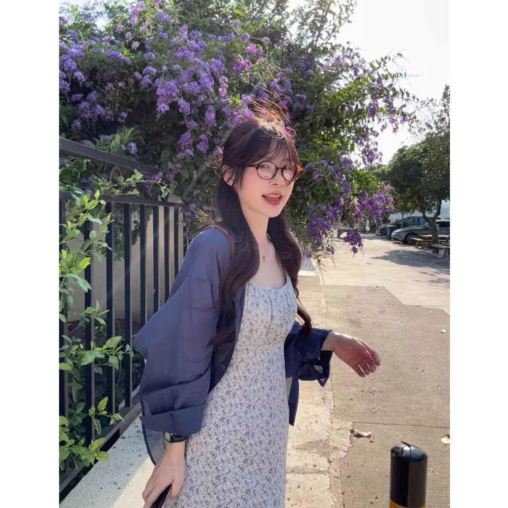 bunny_stall 初戀碎花💐胸口抓皺設計吊帶洋裝/吊帶裙/S-L-細節圖2