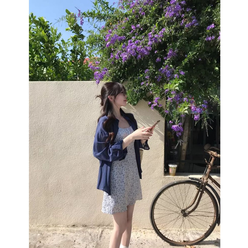 bunny_stall 初戀碎花💐胸口抓皺設計吊帶洋裝/吊帶裙/S-L-細節圖6