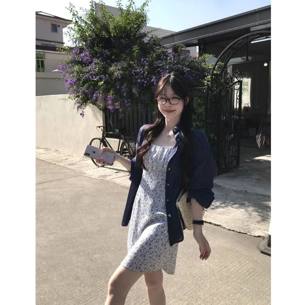 bunny_stall 初戀碎花💐胸口抓皺設計吊帶洋裝/吊帶裙/S-L-細節圖9