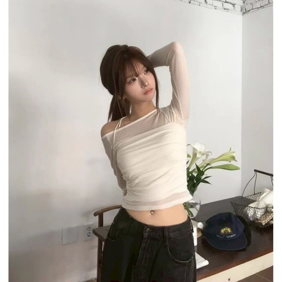 bunny_stall 訂閱女友💘微透膚繞脖綁帶兩件式上衣/S-L-細節圖5