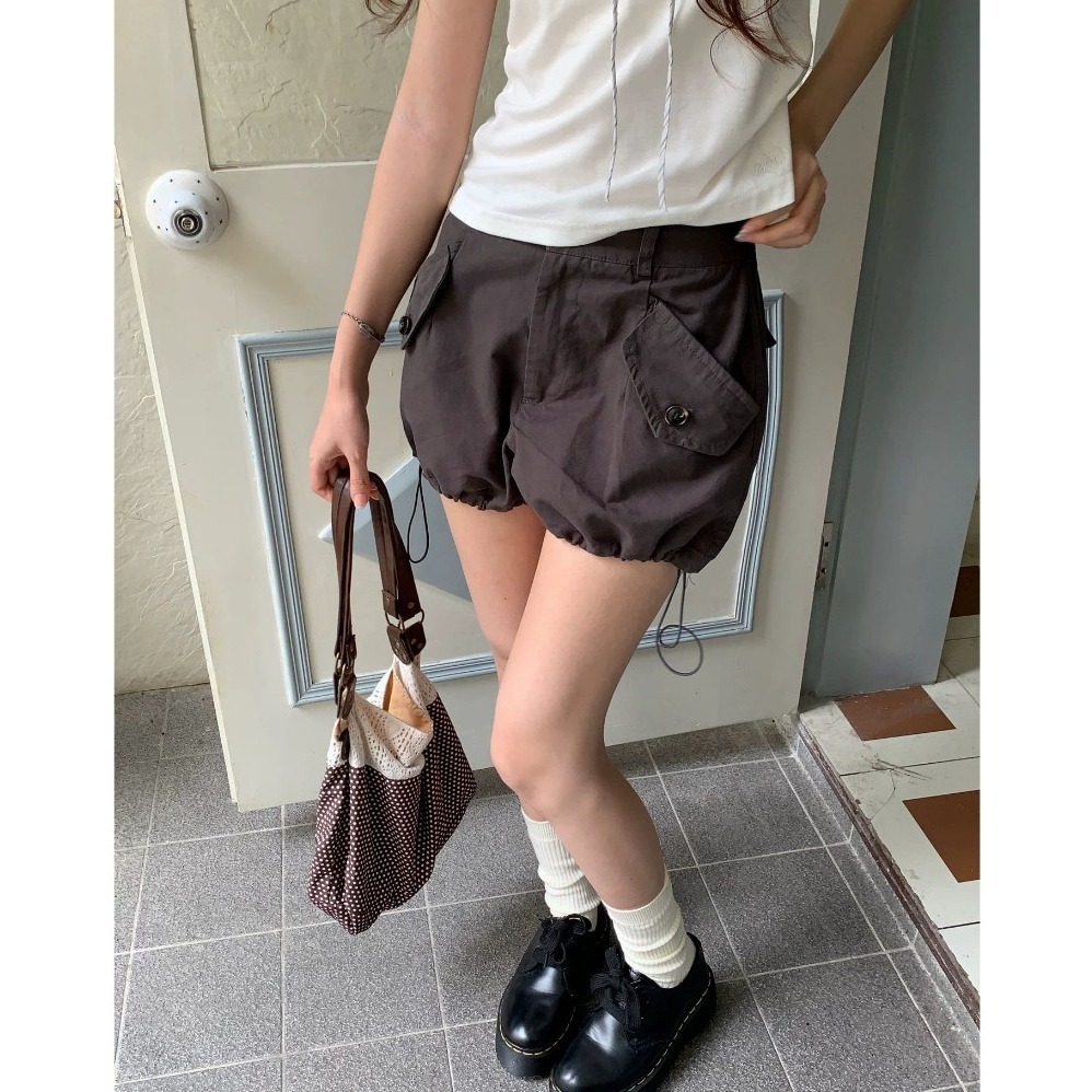 bunny_stall 層次感穿搭🎀polo領假兩件式上衣+率性工裝短褲/S-L-細節圖4