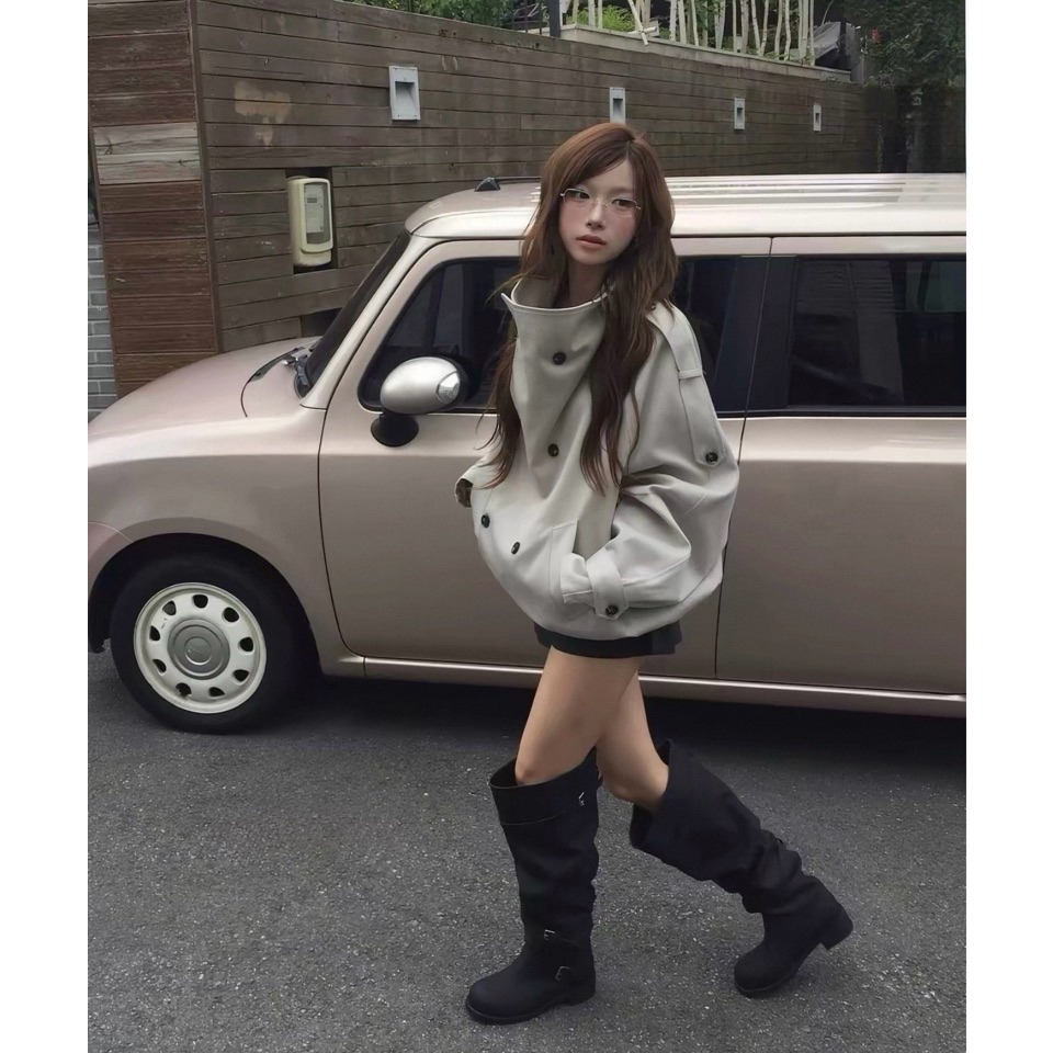 bunny_stall 法式高級感💐雙排扣挺版立領風衣外套/S-L-規格圖9