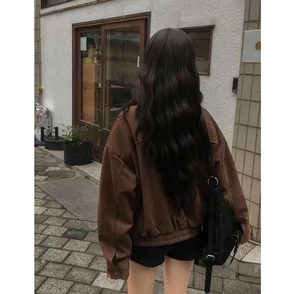 bunny_stall 🍂秋日氛圍滿分的質感麂皮絨立領外套/S-L-細節圖4