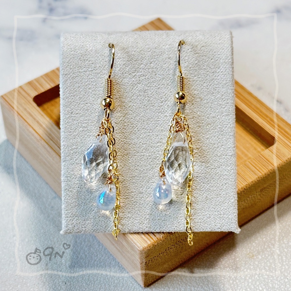 《9n手作》玻璃水滴串珠耳環 淚滴-細節圖5