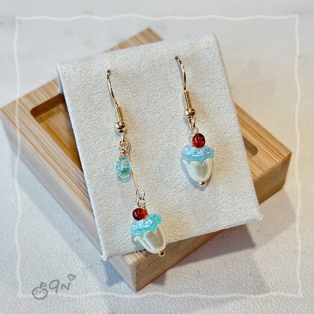 《9n手作》櫻桃杯子蛋糕串珠耳環-細節圖2