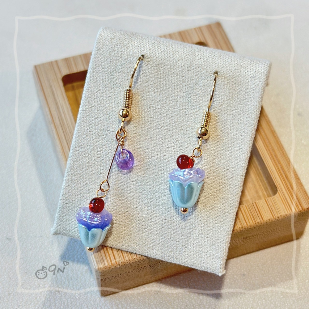 《9n手作》櫻桃杯子蛋糕串珠耳環-細節圖5