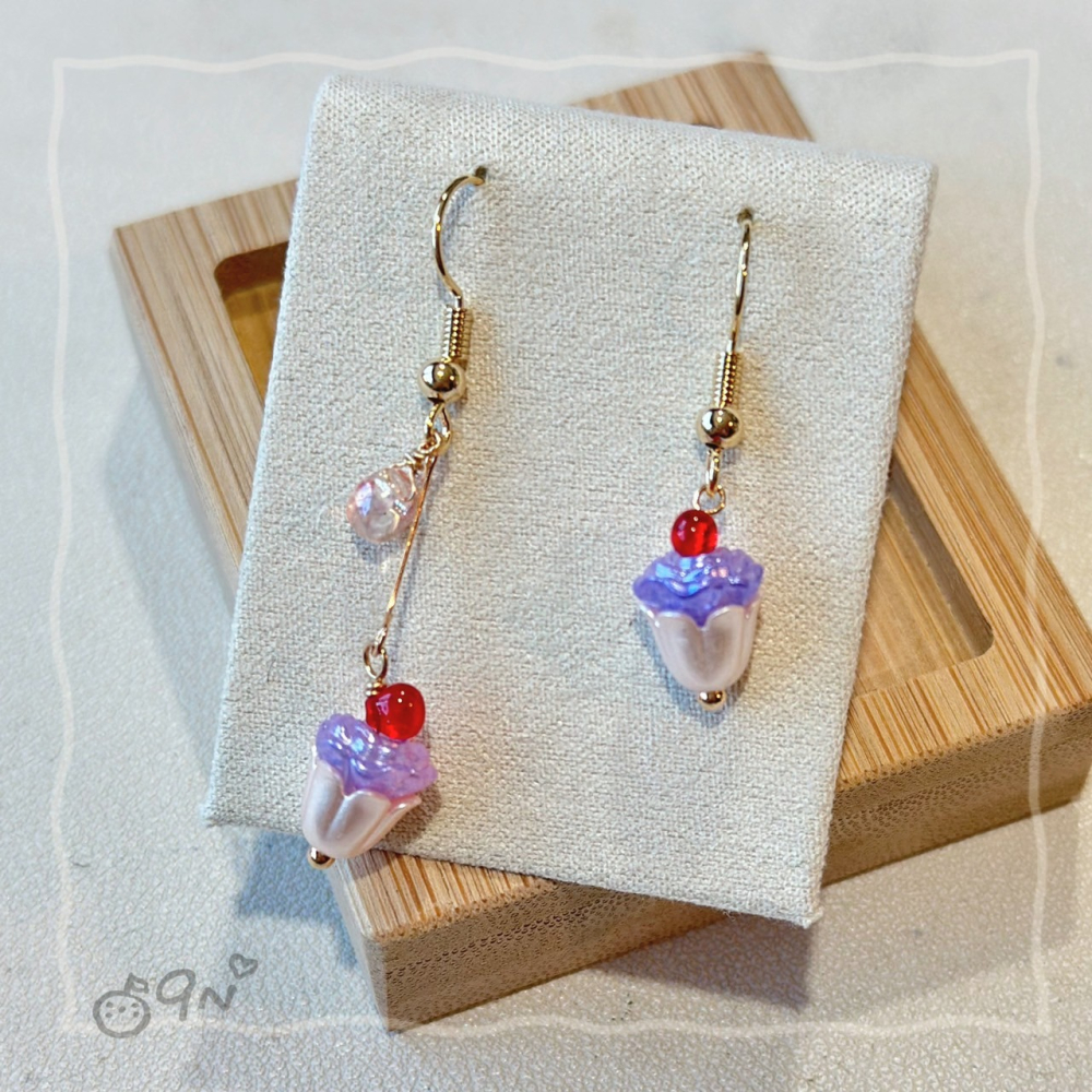 《9n手作》櫻桃杯子蛋糕串珠耳環-細節圖6