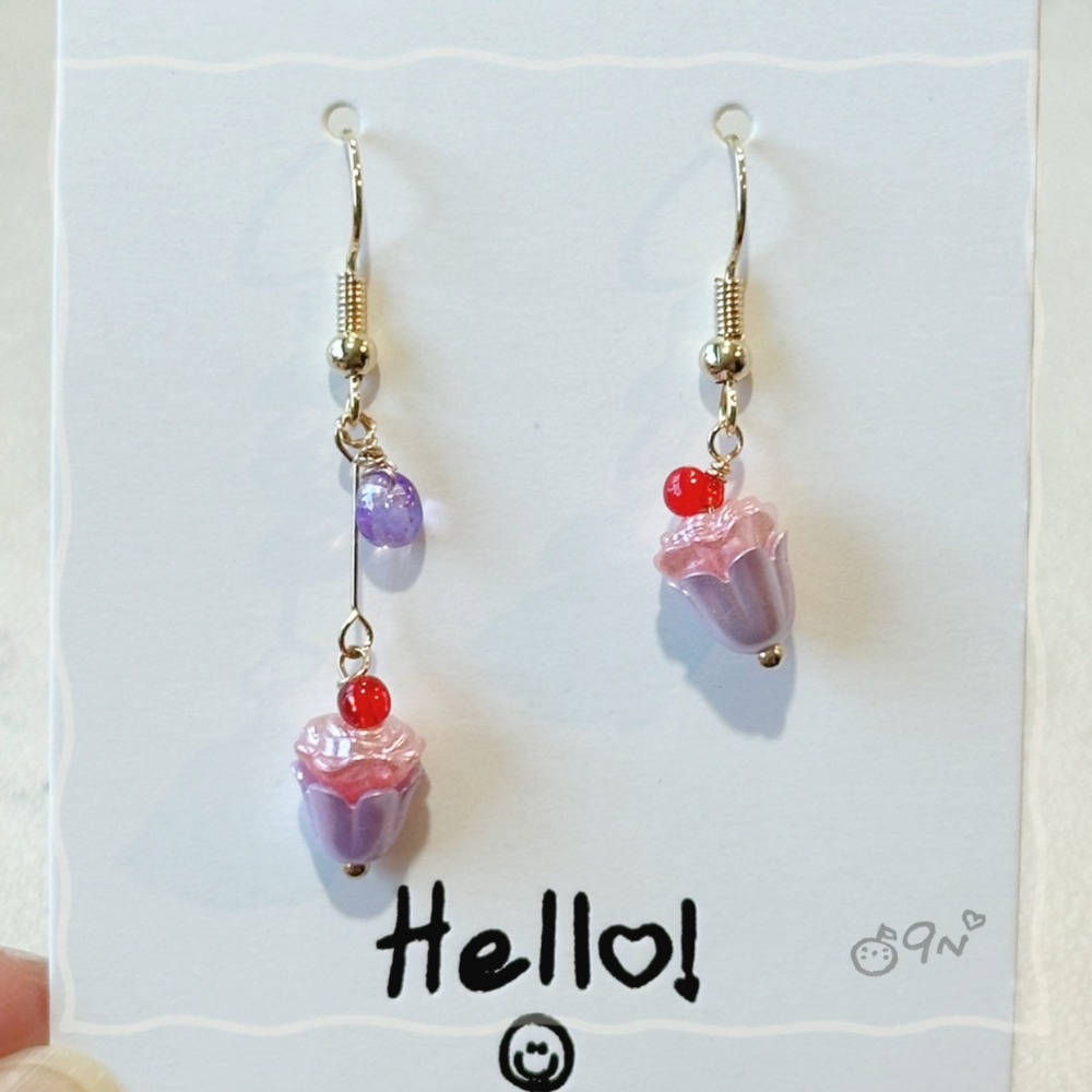 《9n手作》櫻桃杯子蛋糕串珠耳環-規格圖7