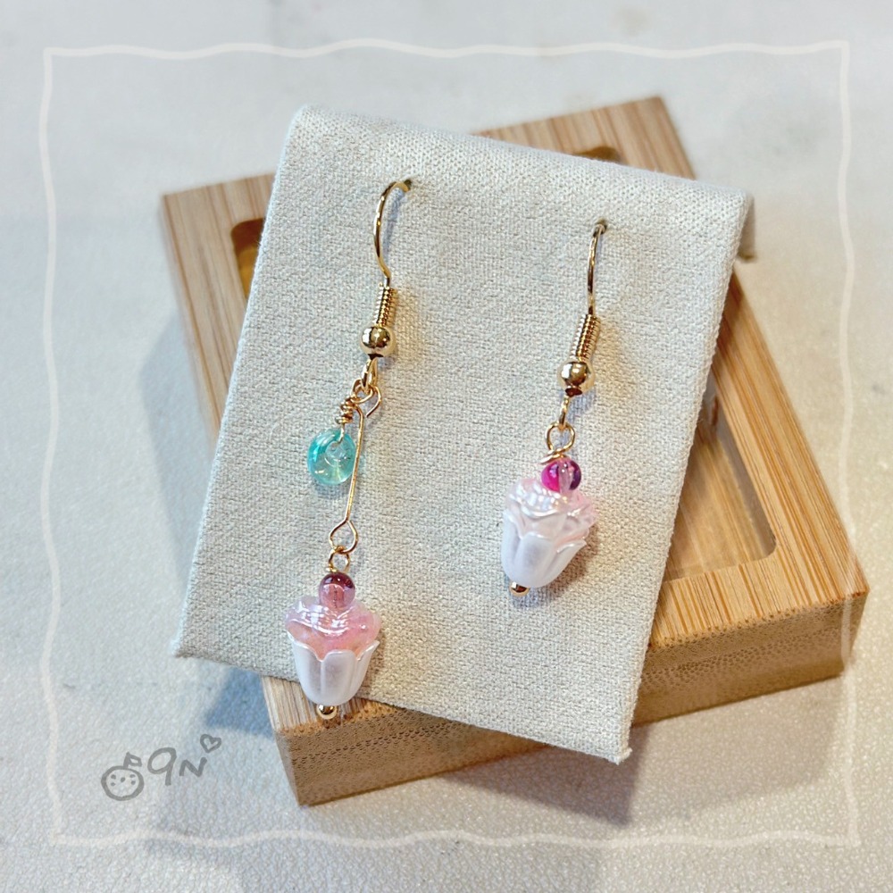 《9n手作》櫻桃杯子蛋糕串珠耳環-規格圖7