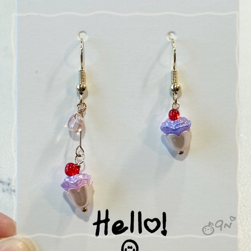 《9n手作》櫻桃杯子蛋糕串珠耳環-規格圖7