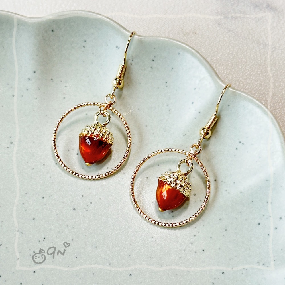 《9n手作》松果圈圈耳環-細節圖2