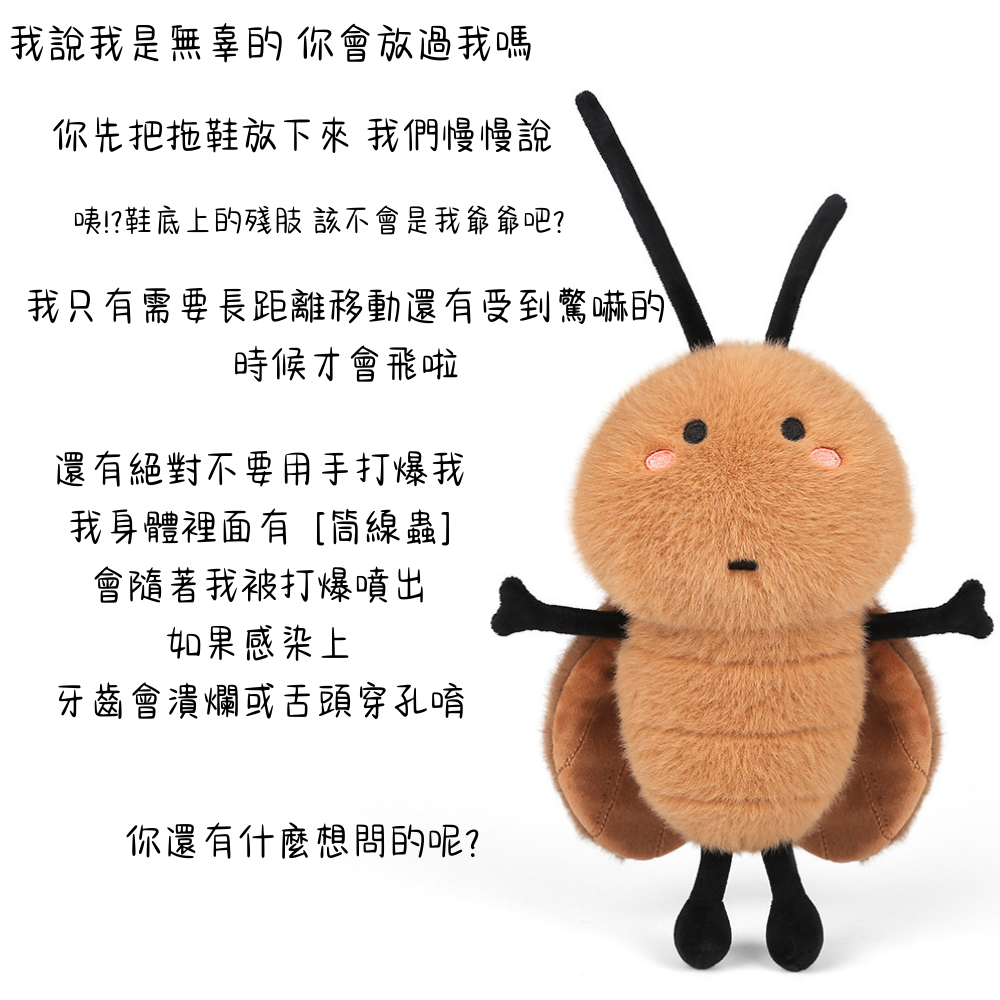 17PLAY✨蟑螂娃娃 抱枕 玩偶 搞怪療癒 可愛小強造型 禮物推薦-細節圖8