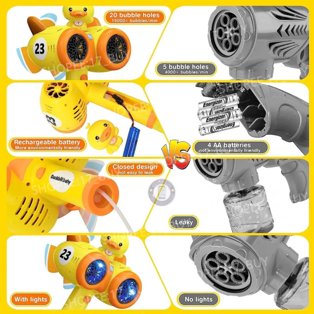 17PLAY✨〖台灣出貨〗小黃鴨電動泡泡機 電動泡泡槍 加特林 泡泡棒 自動 泡泡槍 不漏水 泡泡造型發射器 泡泡-細節圖5