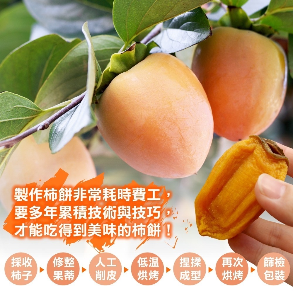 嚴選新竹新埔筆柿(每盒7-10入/300g±10%) 0運費【果之蔬】柿餅 柿乾 柿干 台灣筆柿 台灣柿餅 台灣柿乾-細節圖3