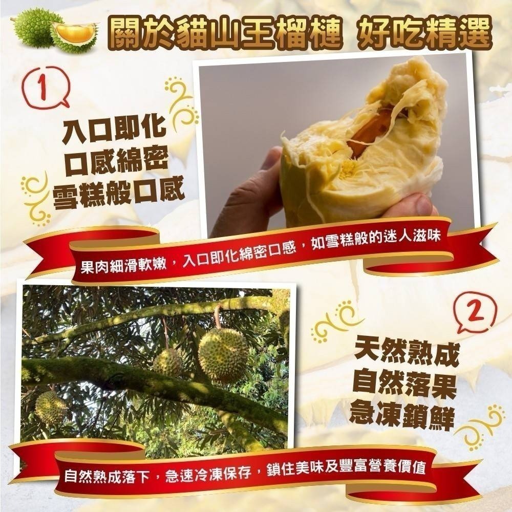 【7-ELEVEN 門市團購】馬來西亞老樹貓山王榴槤(每盒400g±5%) 冷凍榴槤 0運費【果之蔬】貓山王-細節圖4