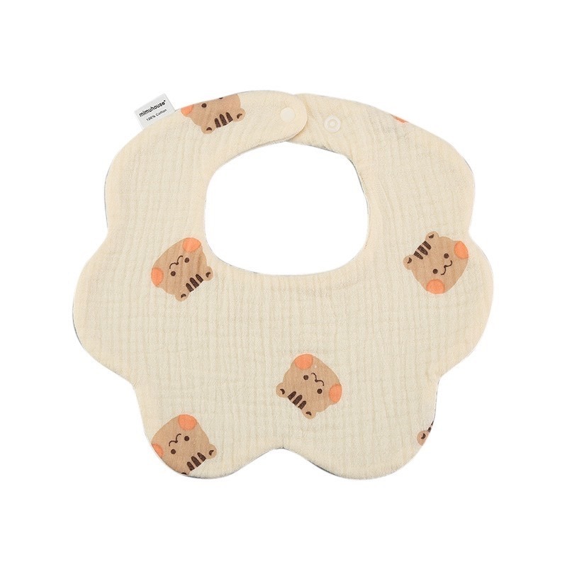 泡泡紗花瓣口水巾 台灣現貨 獨立包裝 奶油色六層紗布圍兜 圍兜 花瓣圍兜 寶寶圍兜 嬰兒圍兜 圍兜兜 口水巾-規格圖7