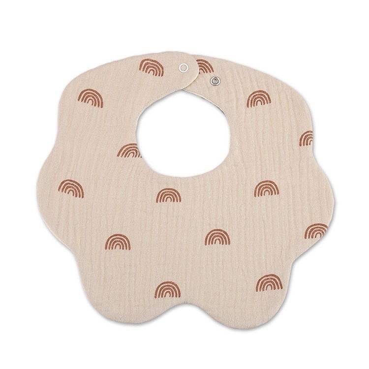 泡泡紗花瓣口水巾 台灣現貨 獨立包裝 奶油色六層紗布圍兜 圍兜 花瓣圍兜 寶寶圍兜 嬰兒圍兜 圍兜兜 口水巾-規格圖7