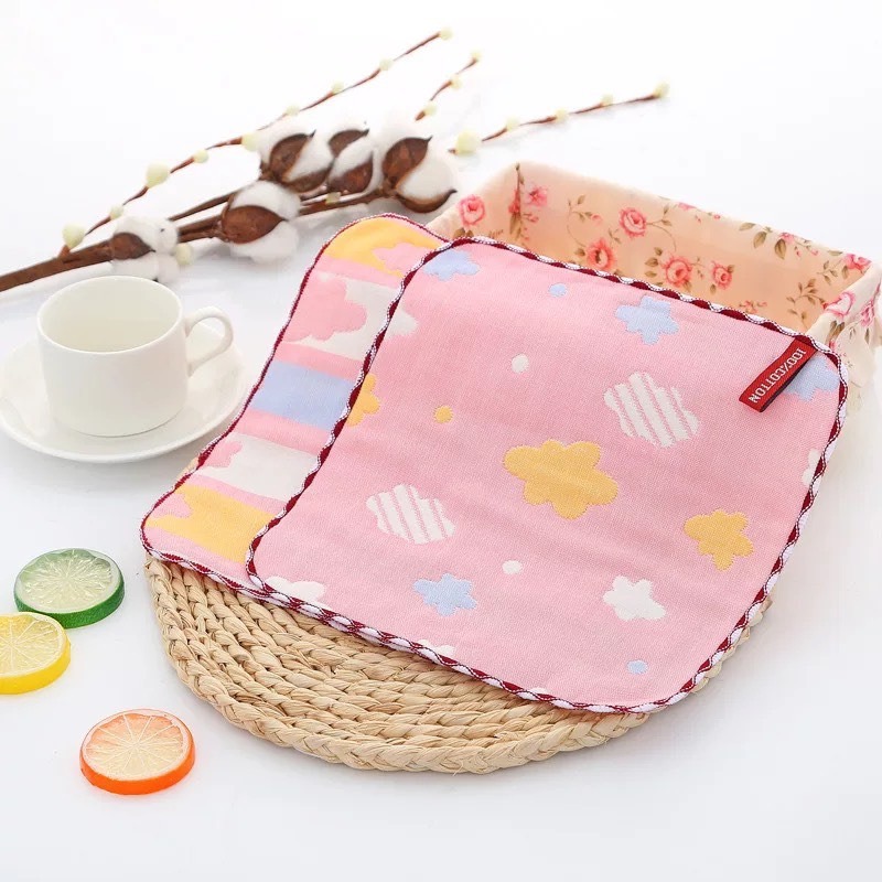 六層純棉小方巾 台灣現貨 獨立包裝 擦汗手帕 口水巾 擦拭巾掛鉤設計 萬用巾 餵奶巾 吸汗巾 紗布巾 洗臉巾-規格圖5