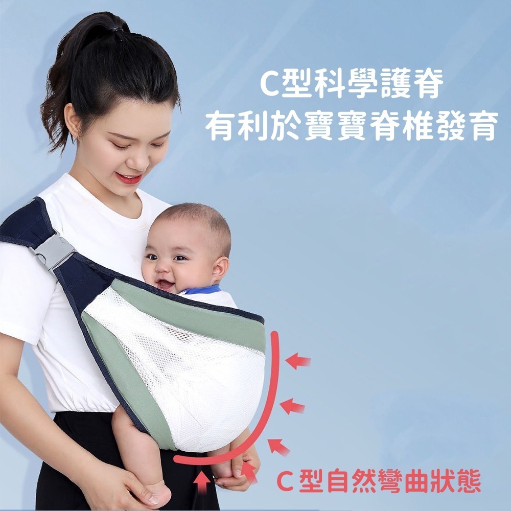 網式抱娃神器 台灣現貨 獨立包裝 抱娃背帶神器 抱娃背帶神器 外出斜背巾 網狀透氣斜挎背帶 嬰兒背帶 新生兒揹巾-細節圖4