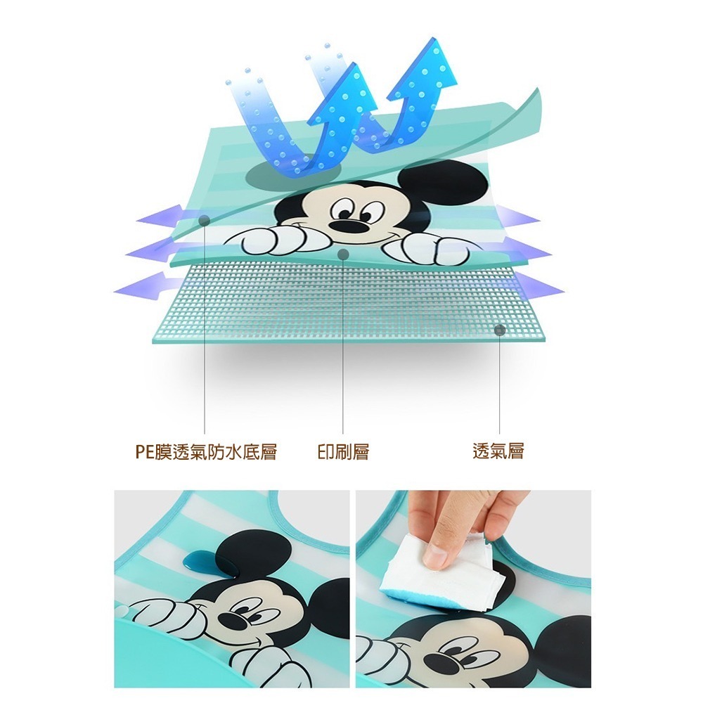 迪士尼吃飯圍兜 台灣現貨 獨立包裝 正版平輸 迪士尼圍兜 可拆式 防水吃飯兜 立體凹槽圍兜 扣子圍兜 便攜式圍兜-細節圖5