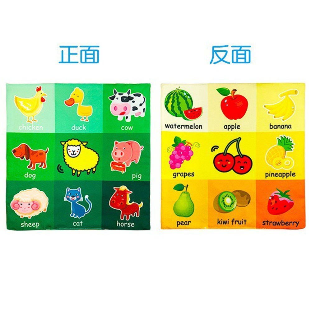 LakaRose九宮格布書 台灣現貨 獨立包裝 雙面圖案沙嬰兒九宮格報紙布書 早教響紙撕不爛布書 響紙 調皮寶寶-規格圖4