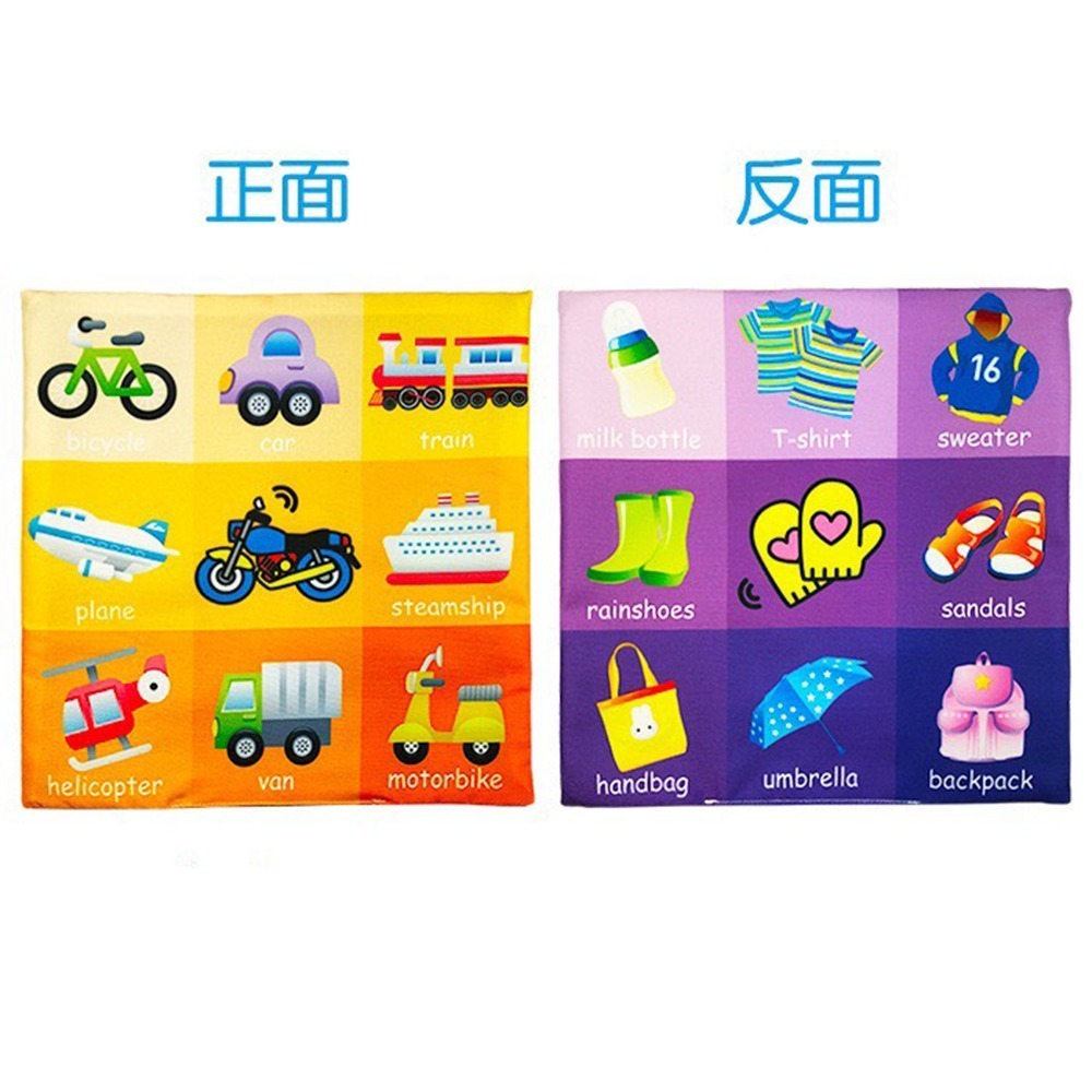 LakaRose九宮格布書 台灣現貨 獨立包裝 雙面圖案沙嬰兒九宮格報紙布書 早教響紙撕不爛布書 響紙 調皮寶寶-規格圖4