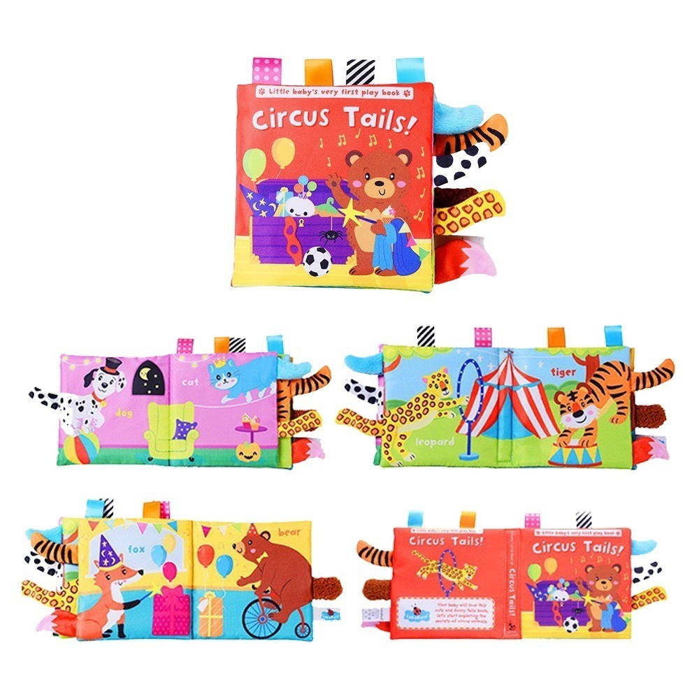 LakaRose英文布書 台灣現貨 獨立包裝 嬰兒黑白啟蒙響紙英文布書 寶寶撕不爛手掌書 早教腦部發育 調皮寶寶-規格圖7