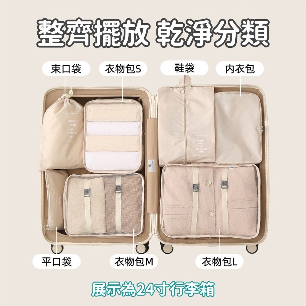 旅行收納袋7件組 台灣現貨 獨立包裝 防水收納袋 行李箱衣物整理 衣物收納袋 旅遊用品 收納包分裝袋 出國必備 旅行收納-細節圖3