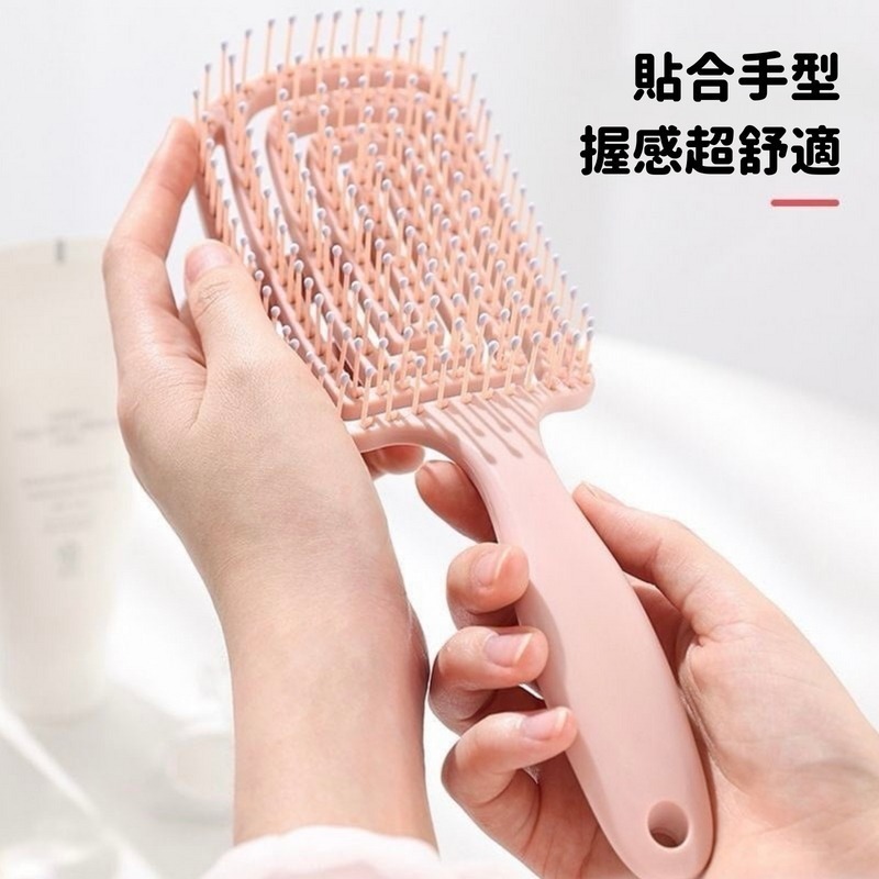 【三尾魚】台灣快速出貨 大彎鏤空按摩梳 蚊香造型梳 頭部經絡按摩 蓬鬆高顱頂神器 大板梳 排骨梳 造型梳 梳子-細節圖4