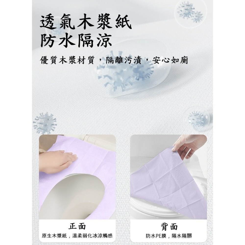 【三尾魚】台灣快速出貨 拋棄式馬桶墊 免撕膠款 一次性 電子束滅菌 獨立包裝 防水隔髒 衛生 乾淨 安心如廁 10入裝-細節圖3