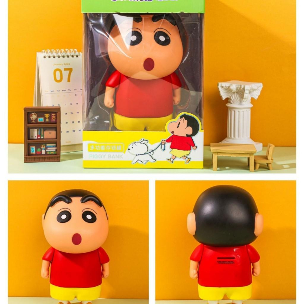 👑【正版】蠟筆小新 小新存錢筒 存錢罐 搪膠 收納儲蓄罐 雷標❤️台灣現貨+預購❤️盒裝美少女手辦動漫公仔雕像GK-細節圖2