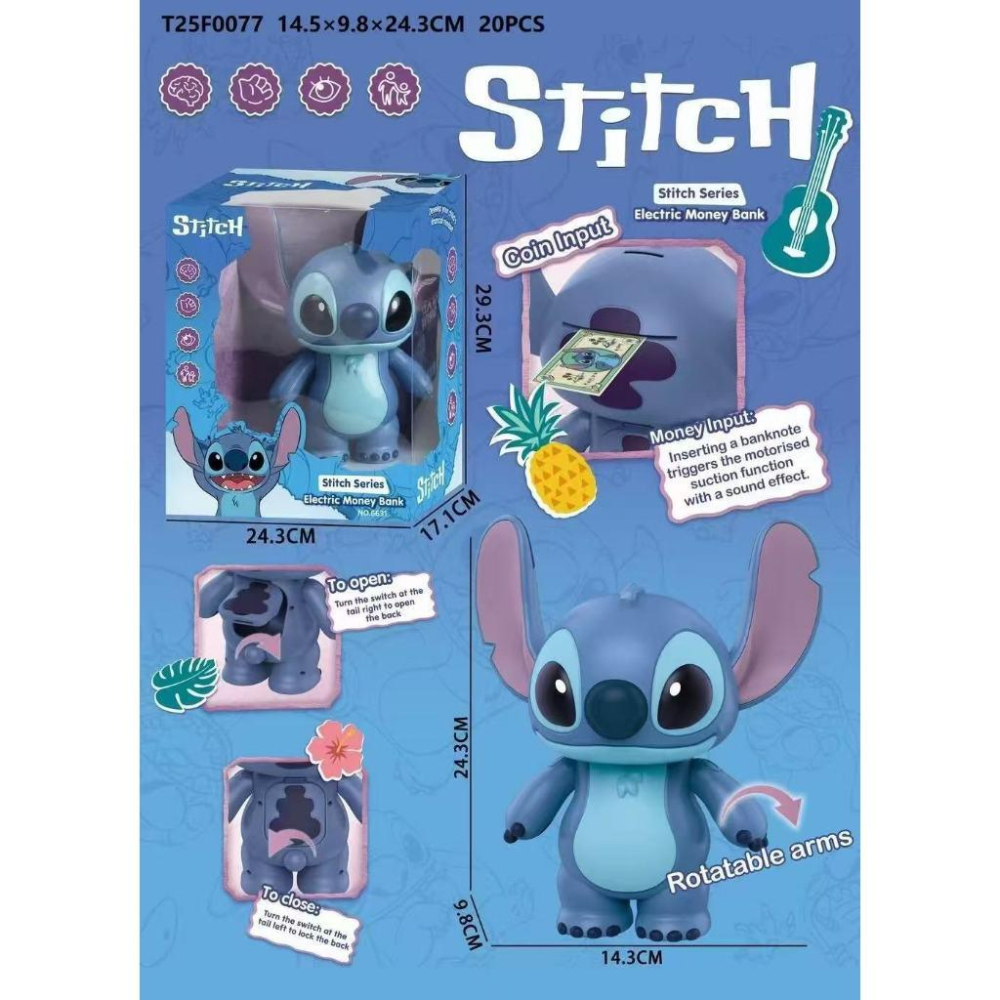 👑【港版】迪士尼 史迪奇存錢筒 星際寶貝 存錢罐 存錢筒❤️台灣現貨+預購❤️盒裝美少女手辦動漫公仔雕像GK-細節圖6