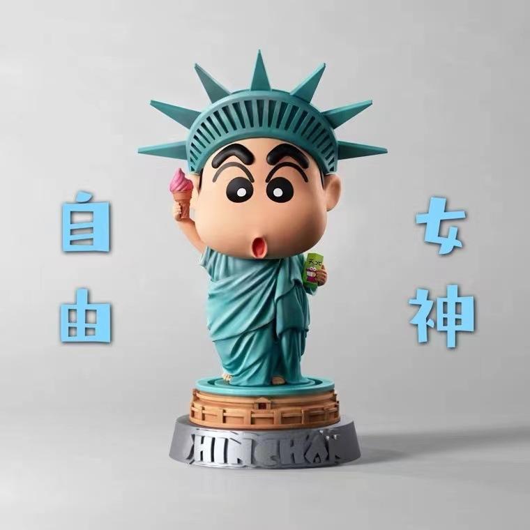 👑蠟筆小新👑環遊世界 功夫小新 藝妓小新 自由女神小新【港版】❤️台灣現貨❤️盒裝美少女手辦動漫公仔雕像GK-細節圖4