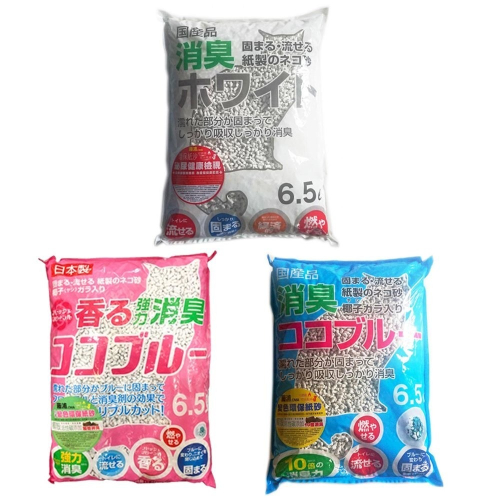 日本藤浦 環保紙砂6.5L 貓砂 變色紙砂 凝結型 藍色十倍消臭 可沖馬桶『WANG』